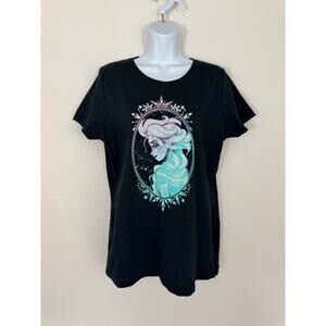 Disney Frozen Elsa Black Graphic Tee Women’s Size Large